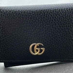 Gucci Black Leather Wallet with Gold Logo